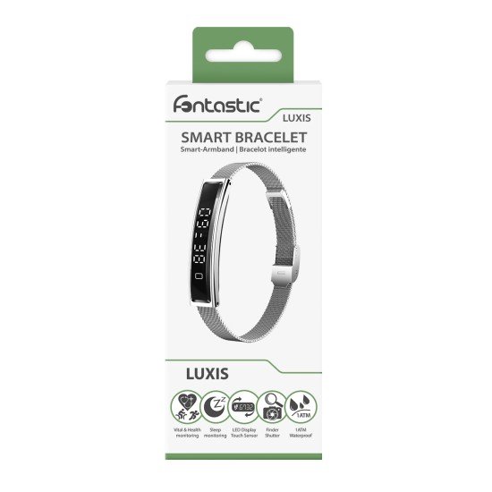 Fontastic Smart-Armband &ndash; stylisches Fitnessband elegant wie Schmuck, Display, Metallband silber