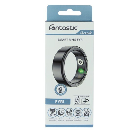 Fontastic Smart Ring Fitness Heart Rate Tracker#12 Long battery life, Dust & Waterproof 5ATM, Black