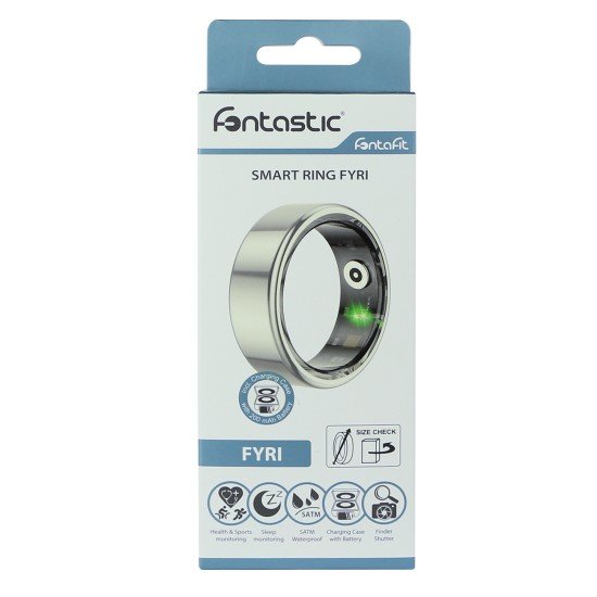 Fontastic Smart Ring Fitness Heart Rate Tracker#12 Long battery life, Dust & Waterproof 5ATM, Silver