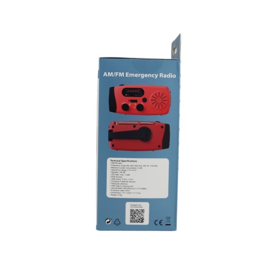 Fontastic Crank-Dynamo Solar Power Bank 10.000 mAh Detachable Hand Crank, Integrated Cable, LED Light