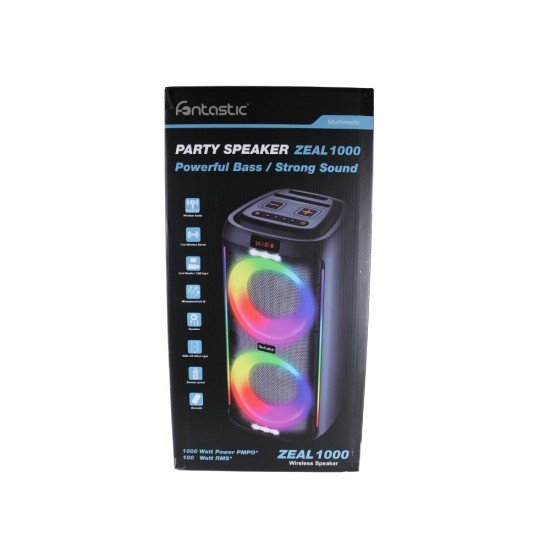 Fontastic Wireless Party Speaker Zeal 1000W Karaok Wireless Microphone, Lightshow, TWS, EQ, Bass Boos