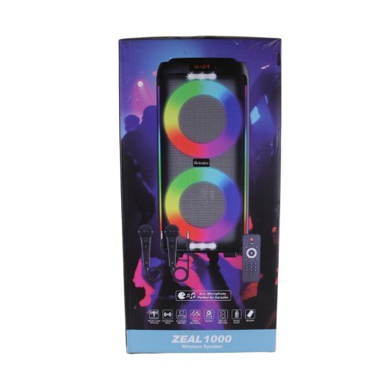 Fontastic Wireless Party Speaker Zeal 1000W Karaok Wireless Microphone, Lightshow, TWS, EQ, Bass Boos