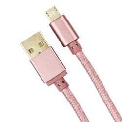Data Cable Elox MicroUSB 2.0 1m Rose Gold Connector Cover Al Cable Nylon Braid Data Cable Elox MicroUSB 2.0 1m Rose Gold Connector Cover Al Cable Nylon Braid
