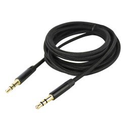 3.5mm Nylon Braided Auxiliary Audio Cable black Gold Plated Plug and Aluminum Alloy Housing 3.5mm Nylon Braided Auxiliary Audio Cable black Gold Plated Plug and Aluminum Alloy Housing