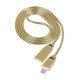 Data Cable Shine MicroUSB 2.0 1.2m Gold Connector Cover Al Cable metal braid