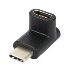Adapter Type-C Female to Type-C Male Right Angle Connector, black Adapter Type-C Female to Type-C Male Right Angle Connector, black