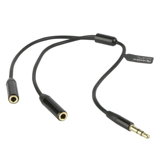3.5MM Audio Stereo Y Splitter Extension Cable 25cm Aluminum Alloy Plug Housing, Gold Plated