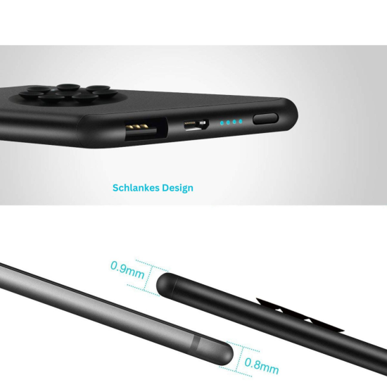 Saugnapf Power Bank Ventu 5000mAh schwarz Kabelloses Aufladen, ALU-Geh&auml;use