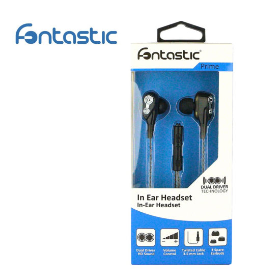 In-Ear Headset Duett, 2 hochaufl&ouml;sende Treiber sw 3-Tasten-Fernbedienung, Mic, 3-Paar Ohrpasst&uuml;cke