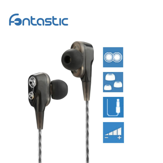 In-Ear Headset Duett, 2 hochaufl&ouml;sende Treiber sw 3-Tasten-Fernbedienung, Mic, 3-Paar Ohrpasst&uuml;cke