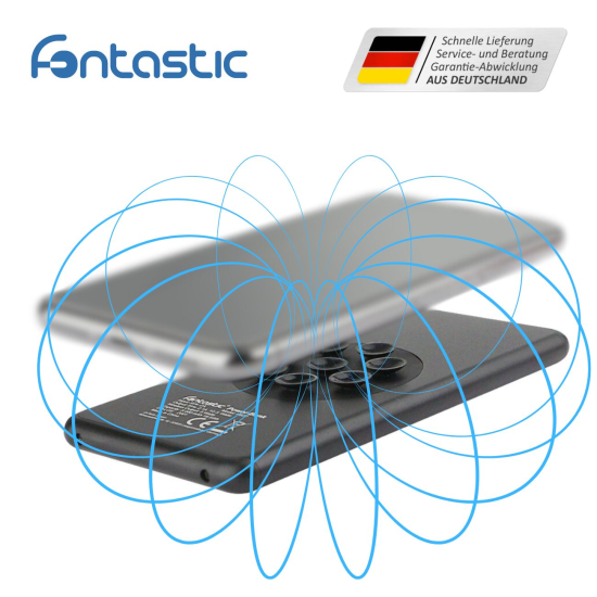 Saugnapf Power Bank Ventu 5000mAh schwarz Kabelloses Aufladen, ALU-Geh&auml;use