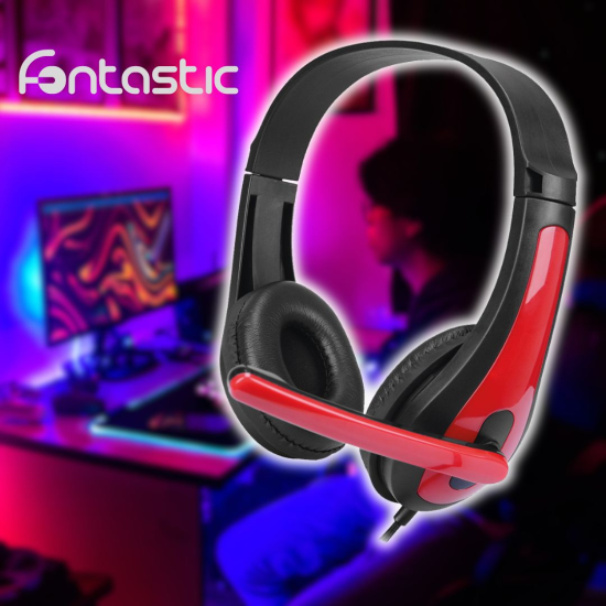 Gaming Headset ToXx PRO, 2M Kabel, schwarz / rot Mikrofon, Lautst&auml;rkeregler, AUX Y-Splitter f&uuml;r PC