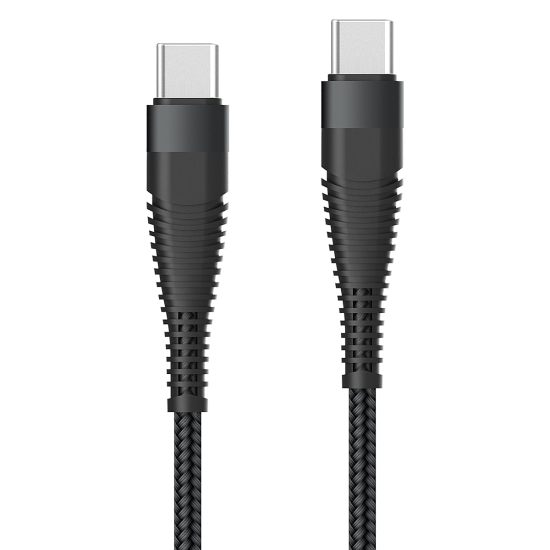 Datenkabel Elox USB Typ-C>USB Typ-C 0,5m schwarz Stecker Alu-Geh&auml;use, Kabel Nylon-Ummantelung