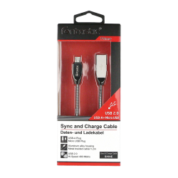 Datenkabel Shine MicroUSB 1.2m Space Grey Stecker Alu-Geh&auml;use Kabel Metall Ummantelung