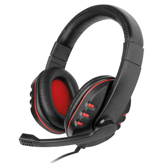 Gaming Headset NoXx, 2M Kabel, schwarz / rot Mikrofon, Lautst&auml;rkeregler, AUX Y-Splitter f&uuml;r PC