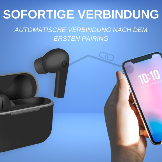 TWS In-Ear Kopfh&ouml;rer Jive inkl Ladecase, schwarz Kabelloses Laden &uuml;ber das mitgelieferte Ladepad
