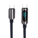 Datenkabel mit Digitalanzeige Typ-C > Typ-C 1.2m Alu-Geh&auml;use, Kabel Nylon, 60W PD, max.3A, Kuva, sw