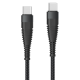 Datenkabel Elox USB-A>USB Typ-C 2,5m schwarz Stecker Alu-Geh&auml;use, Kabel Nylon-Ummantelung