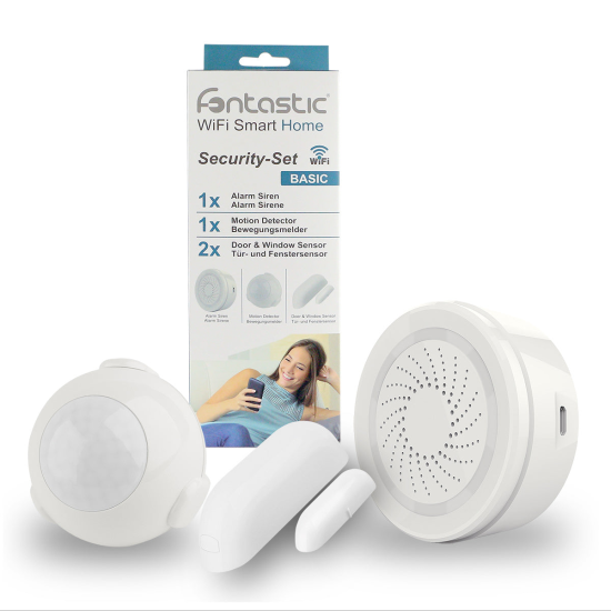 WLAN Smart Home Sicherheits Paket - Basic 4-teilg Bewegungsmelder + Sirene + 2x T&uuml;r/Fensterkontakt