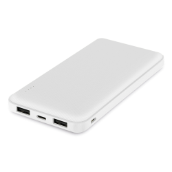 Power Bank Renz10 10.000mAh, 2x USB-A & 1x Typ-C Ladezustandsanzeige, In & Output 5V / 2A, wei&szlig;