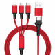 6in1 Ladekabel USB-A/Type-C/8-Pin/Micro USB 1.2m Al-Geh&auml;use, Nylon ummantelt, Multi-Laden 2.4A rot