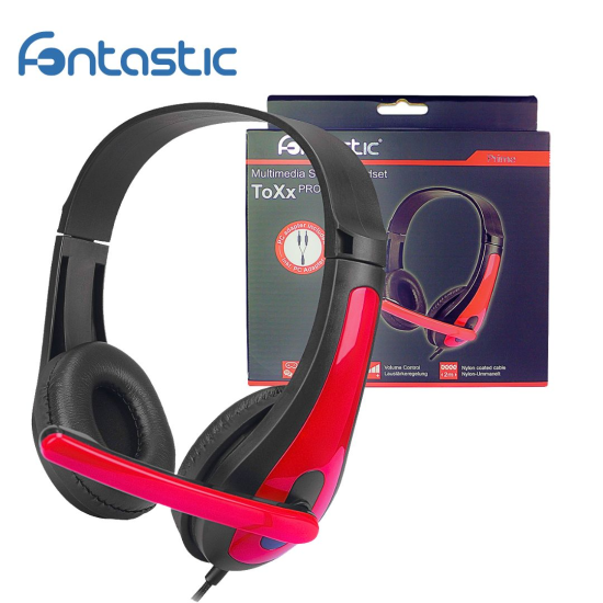 Gaming Headset ToXx PRO, 2M Kabel, schwarz / rot Mikrofon, Lautst&auml;rkeregler, AUX Y-Splitter f&uuml;r PC