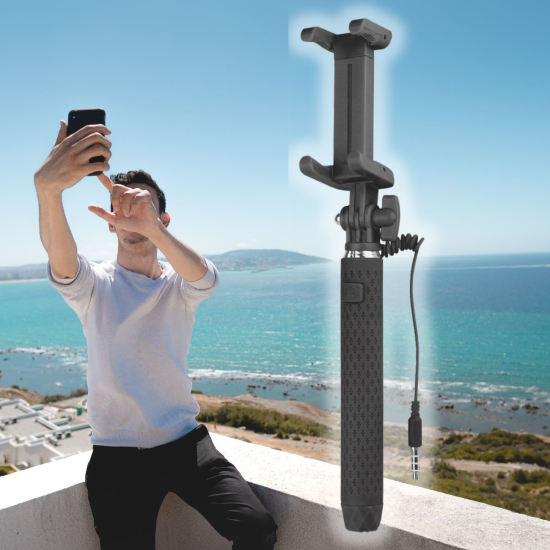 Essential Mini Selfie Stab Kabelgebunden schwarz f&uuml;r Smartphones mit 54 - 80mm Breite