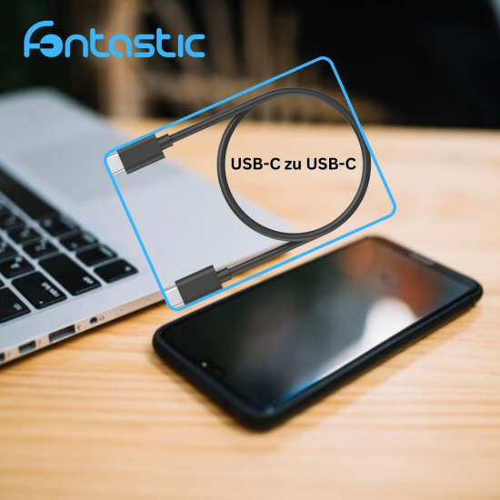 Fontastic Datenkabel USB 2.0 Typ-C > Typ-C 1.2m sw TPE, USB Power Delivery kompatibel