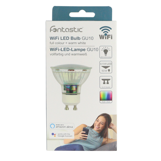 WLAN-LED-Lampe 5W GU10, Dimmbar Farbe+Warmwei&szlig; komp. zu Android,iOS,Alexa,Google Assistant