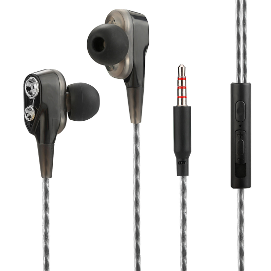In-Ear Headset Duett, 2 hochaufl&ouml;sende Treiber sw 3-Tasten-Fernbedienung, Mic, 3-Paar Ohrpasst&uuml;cke