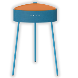 Drahtloser Lautsprecher Mesu Tisch Design TWS blau Raumf&uuml;llender Klang, Tischplatte induktives Laden