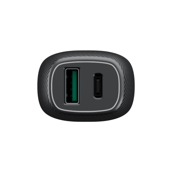 Kfz-Ladeadapter USB Fast Charge 3.0 + Typ-C PD 36W Dual Port, DC 12-24V, schwarz