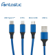 3in1 Essential Ladekabel TypC/8-PIN/Micro USB 1.2M Al-Geh&auml;use, Nylon ummantelt Multi-Charging 2A blau
