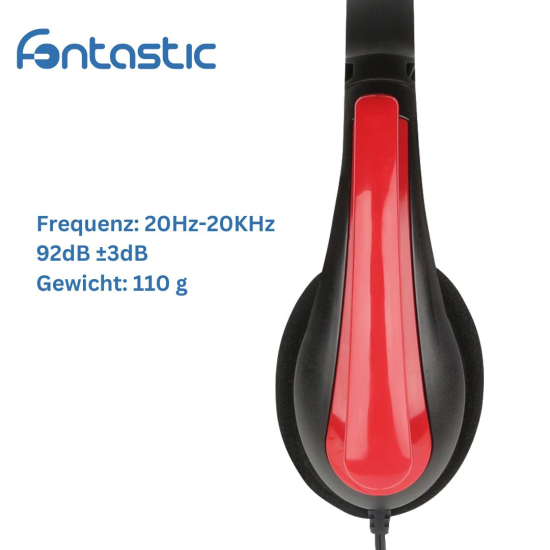 Gaming Headset ToXx PRO, 2M Kabel, schwarz / rot Mikrofon, Lautst&auml;rkeregler, AUX Y-Splitter f&uuml;r PC