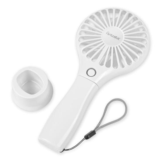 Faltbarer Hand- u. Tischventilator, wei&szlig; mit eingebauter Batterie
