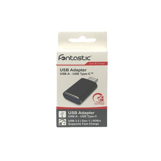 Adapter USB-A auf Type-C, schwarz USB 3.2 Gen1 5GB/s, schnellladef&auml;hig, Alu-Geh&auml;use
