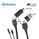 Datenkabel Quattro Type-C - Type C 1.5m + Adapt sw Stecker Alu-Geh&auml;use, Kabel Nylon-Ummantelung, 4in1