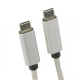 Datenkabel Elox USB Type-C > Type-C 2.0 1m Silber Stecker Alu-Geh&auml;use Kabel Nylon-Ummantelung