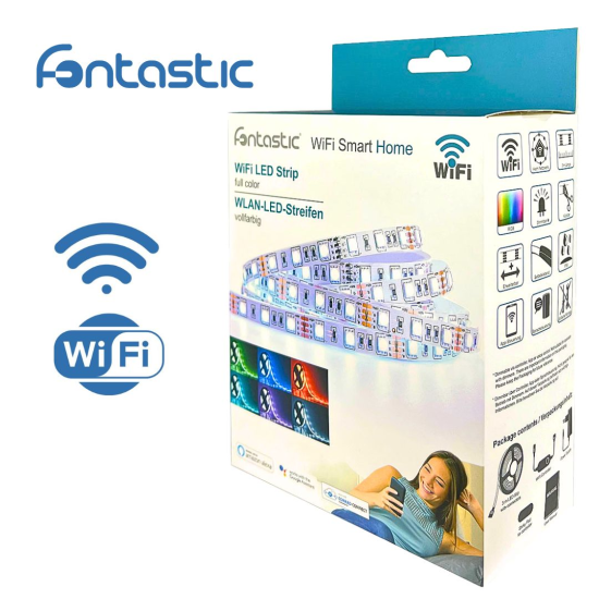 WLAN-LED-Leuchtstreifen 3m Dimmbar, Vollfarbig komp. zu Android,iOS,Alexa,Google Assistant