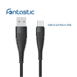 Datenkabel Elox USB-A>Micro-USB 1,5m schwarz Stecker Alu-Geh&auml;use, Kabel Nylon-Ummantelung