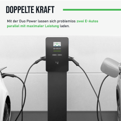AC Wallbox Duo Power 2x 11kW Typ 2 Steckdose LAN/WLAN/4G/RFID/OCPP/ModBus/MID +FI/LS +Backend