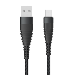 Datenkabel Elox USB-A>Micro-USB 1,5m schwarz Stecker Alu-Geh&auml;use, Kabel Nylon-Ummantelung