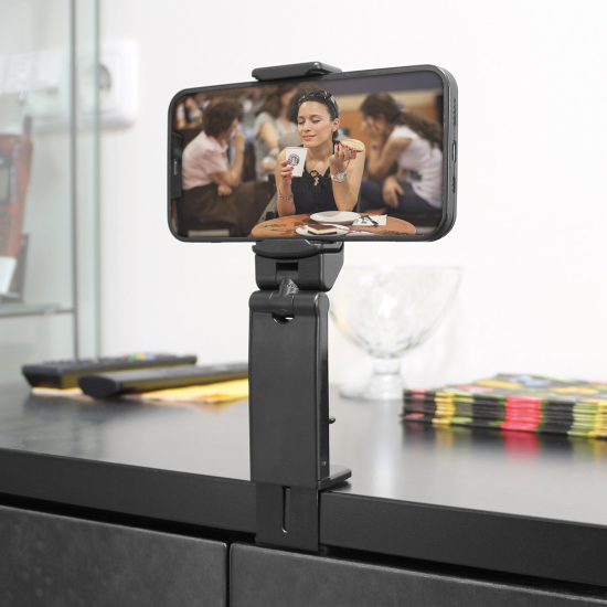 Fontastic Faltbare Allzweck Handyhalterung &bdquo;Hola&ldquo; 360 Grad Drehbare Klemmhalterung, kompakt, sw