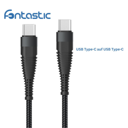 Datenkabel Elox USB Typ-C>USB Typ-C 1,5m schwarz Stecker Alu-Geh&auml;use, Kabel Nylon-Ummantelung