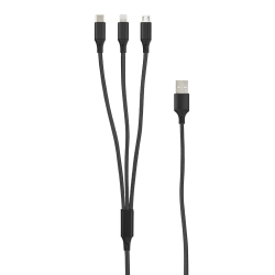 3in1 Essential Ladekabel TypC/8-PIN/Micro USB 1.2M Al-Geh&auml;use, Nylon ummantelt, Multi-Charging 2A sw