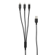 3in1 Essential Ladekabel TypC/8-PIN/Micro USB 1.2M Al-Geh&auml;use, Nylon ummantelt, Multi-Charging 2A sw