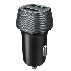 Kfz-Ladeadapter "Picco" 12Watt schwarz 2x USB-A Anschl&uuml;sse 5V/2.4A , Geh&auml;use Carbon-Optik