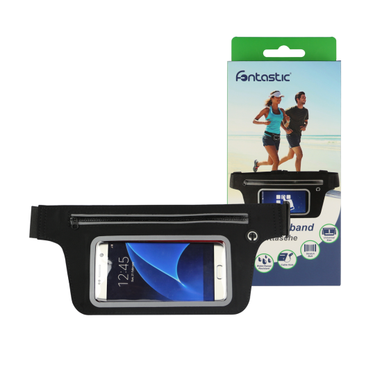 Sport H&uuml;fttasche mit Touch Sensitivem Fenster sw/r &Ouml;ffnung f&uuml;r Kopfh&ouml;rer-Kabel, Wasserabweisend