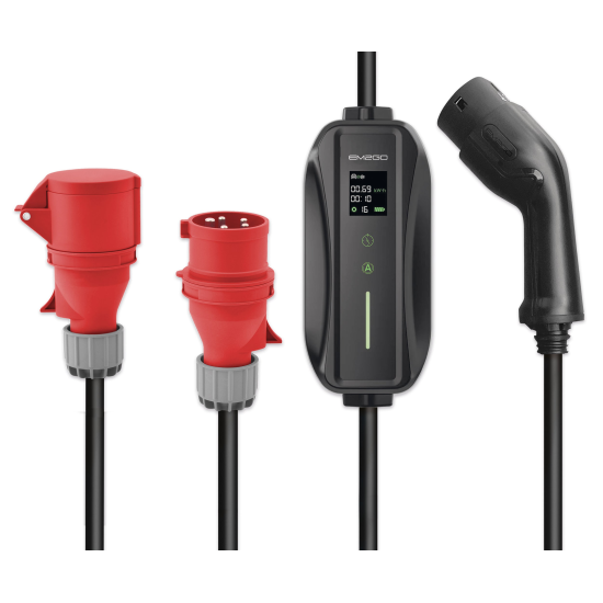 AC Portable Charger TAKE, DUO-PLUG 11kW , CEE Rot+Schuko-6m Typ 2 Kabel, Strom:6/8/10/13/16A
