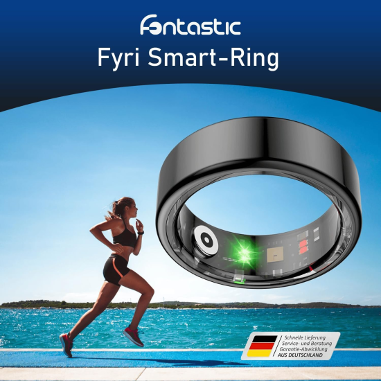 Fontastic Smart Ring Fitness Gesundheitstracker#13 Lange Akkulaufzeit, 5ATM, Ringschatulle, Schwarz